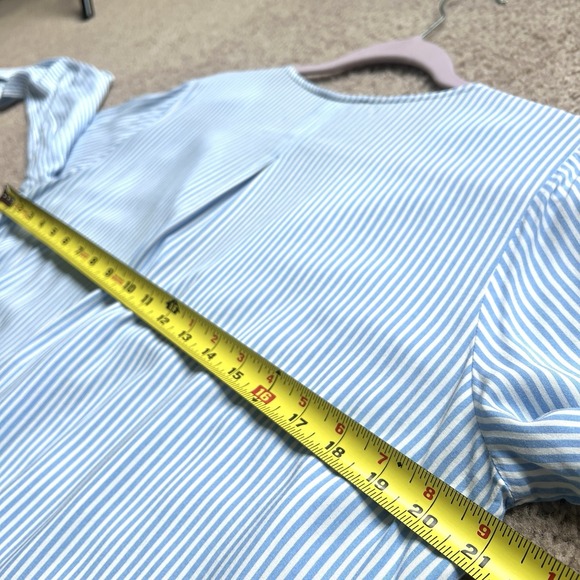 RENUAR Woman Long Sleeves Button Down Striped Shirt With Ruffles Cotton‎ Size L - Picture 6 of 8